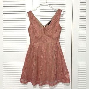 Lulus Blush Pink Lace Skater Dress Small S
